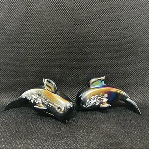 Penco Blown Glass Dolphins Set Of 2 New With Tags